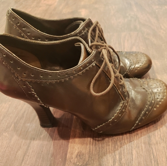 BONGO 90s Brown Heeled Oxfords Size 8 - Picture 1 of 6